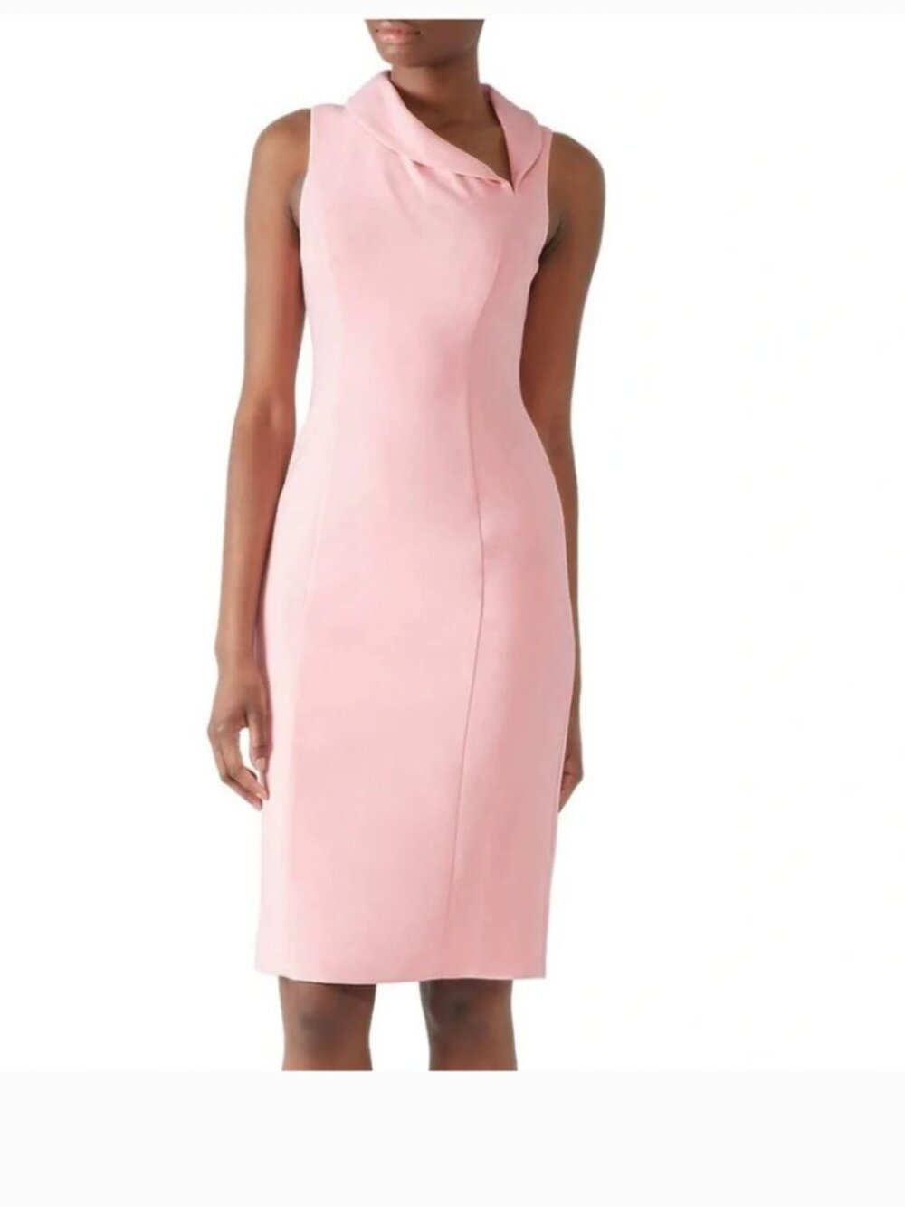 Black Halo Womens Pencil Dress Size 6 Pink Sleeveless Asymmetric Back Slit Midi